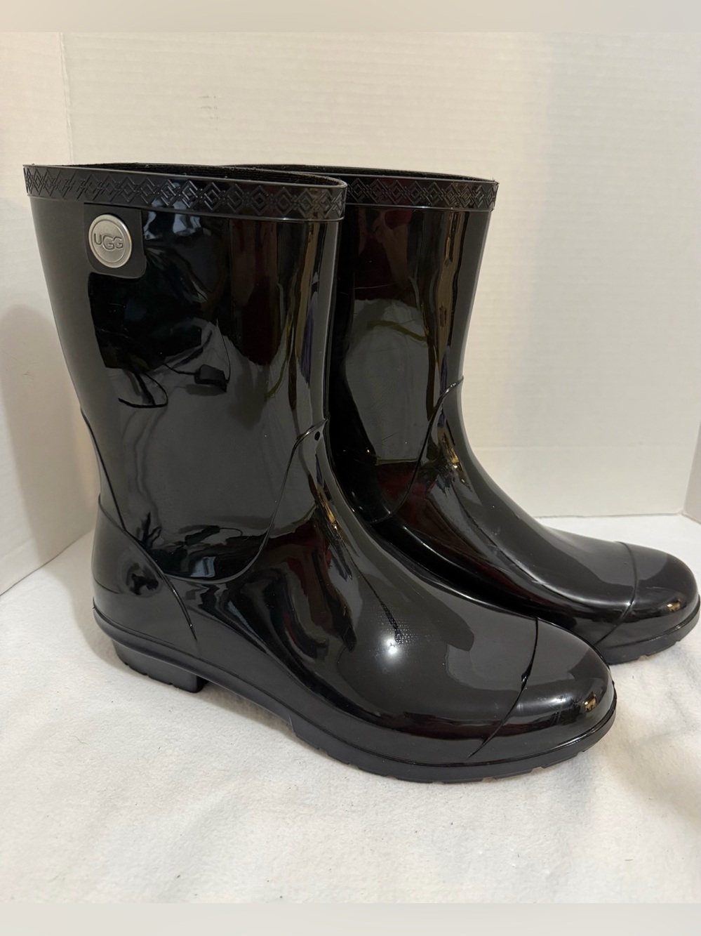 UGG Sienna Weather Rain Boots Black Gloss Womens Size 12